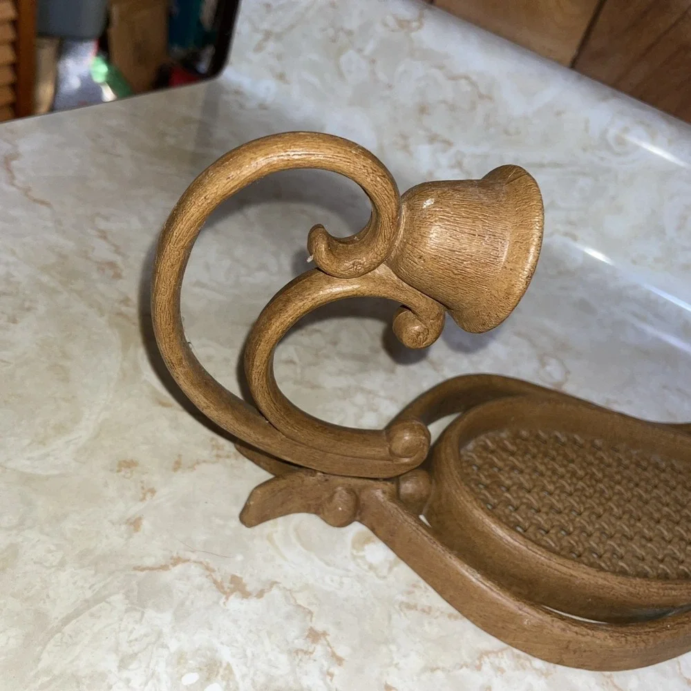 Vintage MCM teardrop shaped Homco wall faux‎ wicker wall sconces candle holders